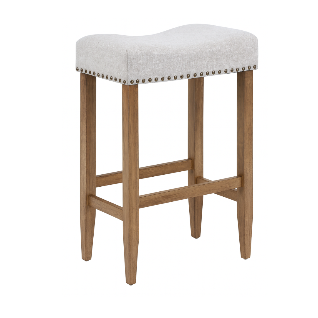 Studded Linen Stool