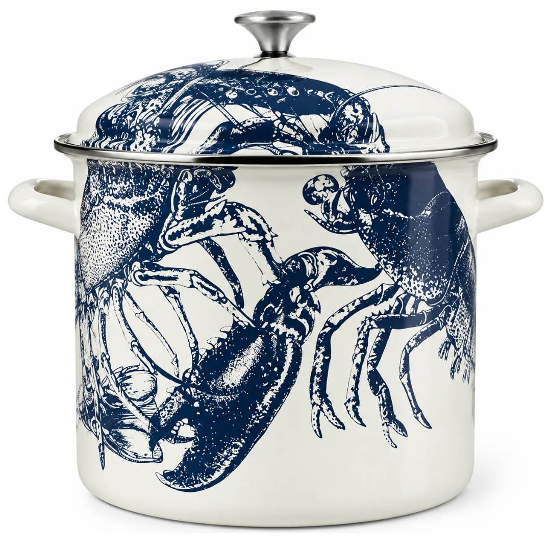 Navy Lobster Enamel Stockpot